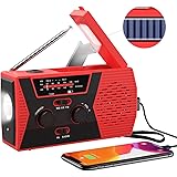 2020 Upgraded Version Emergency Solar Hand Crank Radio, Portable AM/FM NOAA Weather Radio for Outdoor Household Emergency Device, LED Flashlight, Reading Lamp, 2000mAh Power Bank USB Charger SOS Alarm