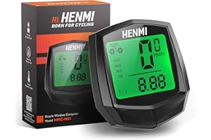 HENMI Bike Speedometer, Waterproof Wireless Bike Computer, Bicycle odometers,Auto Storage, HD LCD Backlit Screen, Multi-Function Bike Computer and Cycling Odometer