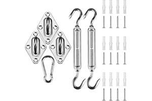 Amagenix Shade Sail Hardware Kit for Triangle Sun Shade Sail Installation, 6 Inch 304 Grade Stainless Steel Hardware for Patio Garden Outdoors, 30Pcs