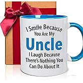 Funny Uncle Mug Gifts, Uncles Birthday Fathers Day Christmas Gifts for Him Men, I Smile Because You’re My Uncle mug Best uncles Ever Gift for Man