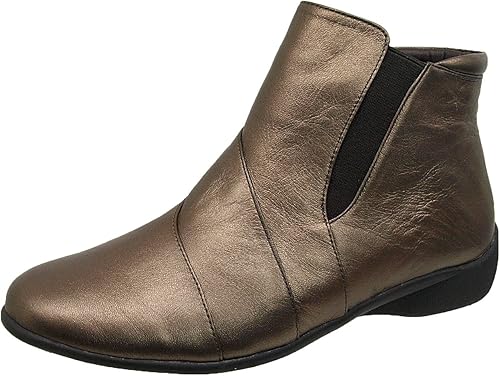 Amazon ノーブランド No Brand ショートブーツ レディース ファスナー付き 本革 0332 23cm ブロンズ ノー ブランド品 ブーツ ブーティ