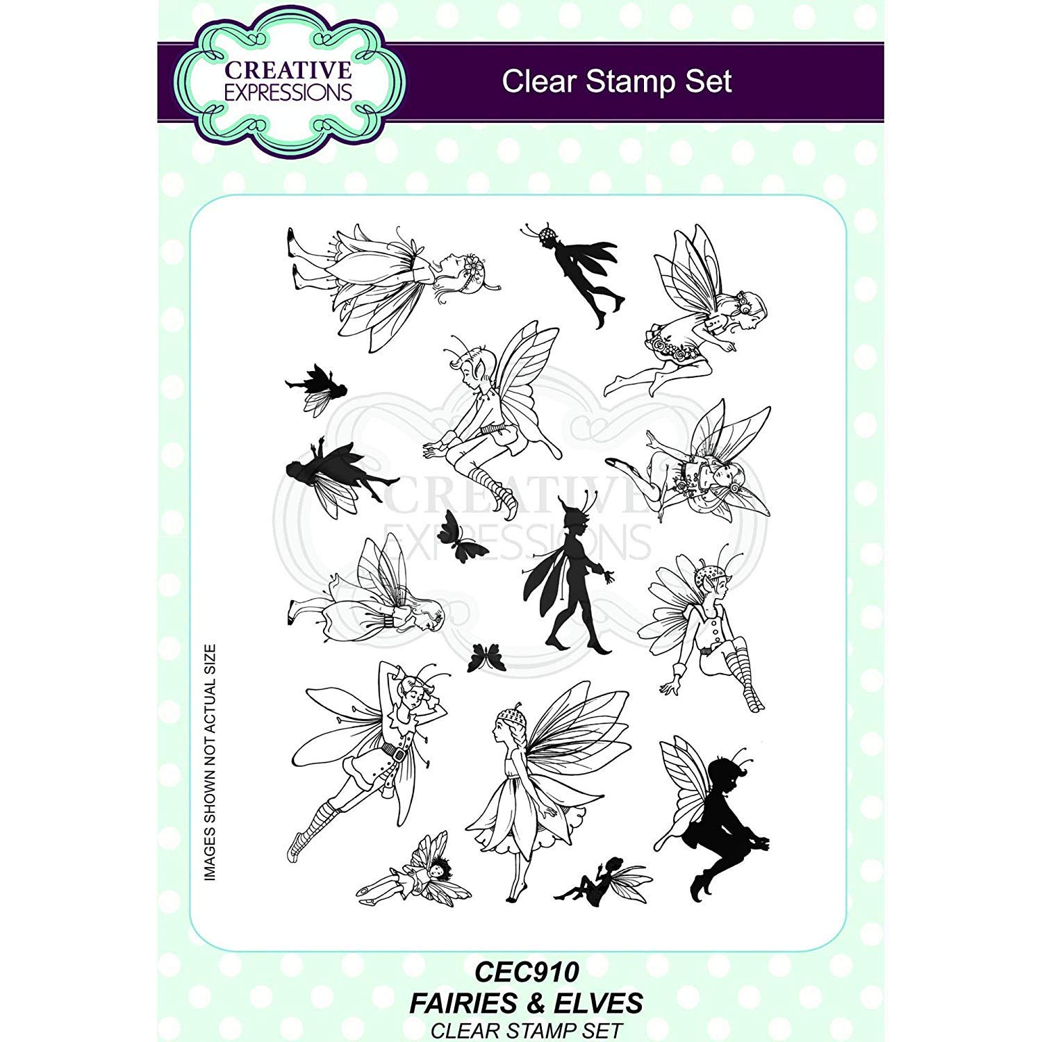 Creative Expressions Fairies & Elves A-A5 Clear Stamp Set, Grey, CEC910