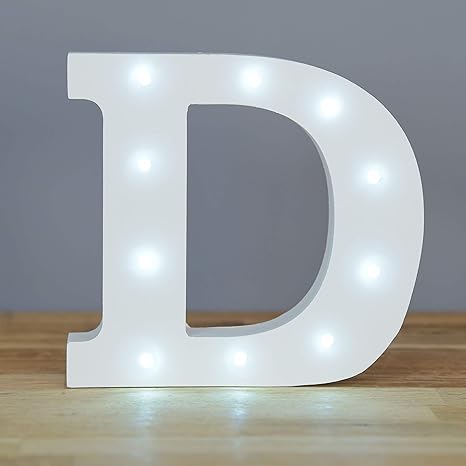 up en blanco luces led decorativas alfabeto letras de madera letra d