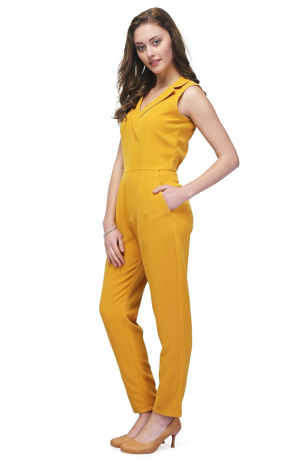 eavan women's blended mustard jumpsuit