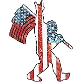 WSQ Sasquatch Bigfoot Rock On American Flag Patriotic Vinyl Sticker Decal - 5 Inches - for Car Truck SUV Van Window Bumper Wall Laptop Tablet Cup Tumbler and Any Smooth Surface