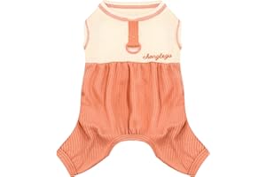 TENGZHI Dog Pajamas Small Dog Shirt Clothes for Girls Boys Cute Puppy Cat Outfits Onesies with Leash Ring Pet Dog Kitten Overalls Jumpsuits for Yorkie Chihuahua Teacup Romper Clothing Apparel