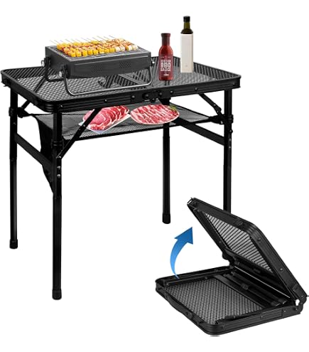Table Camping Pliante Aluminium 32x21x12 Cm – 500 G, Supports Inox, Vert, Pour Pique-nique Et BBQ
