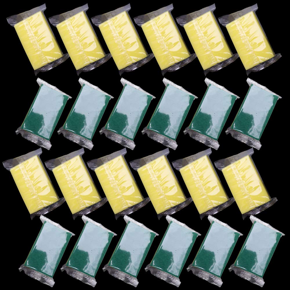 Sponge Individually Wrapped，Kitchen Dishwashing Sponge Scouring Pad Dishcloth Suitable for Travel Apartments Set of 24 PCS