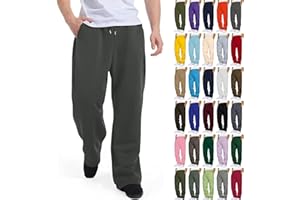 Mens Fleece Baggy Sweatpants Straight Leg Casual Jogger Lounge Gym Athletic Drawstring Sweat Track Pants with Pockets