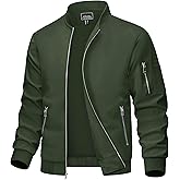 MAGCOMSEN Bomber Jacket Men Light Jacket Windproof Windbreaker Jacket Lightweight Bomber Jacket Casual Army Green S