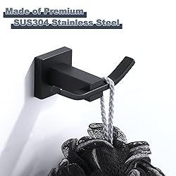 WOWOW Towel Hooks for Bathrooms Matte Black, SUS304