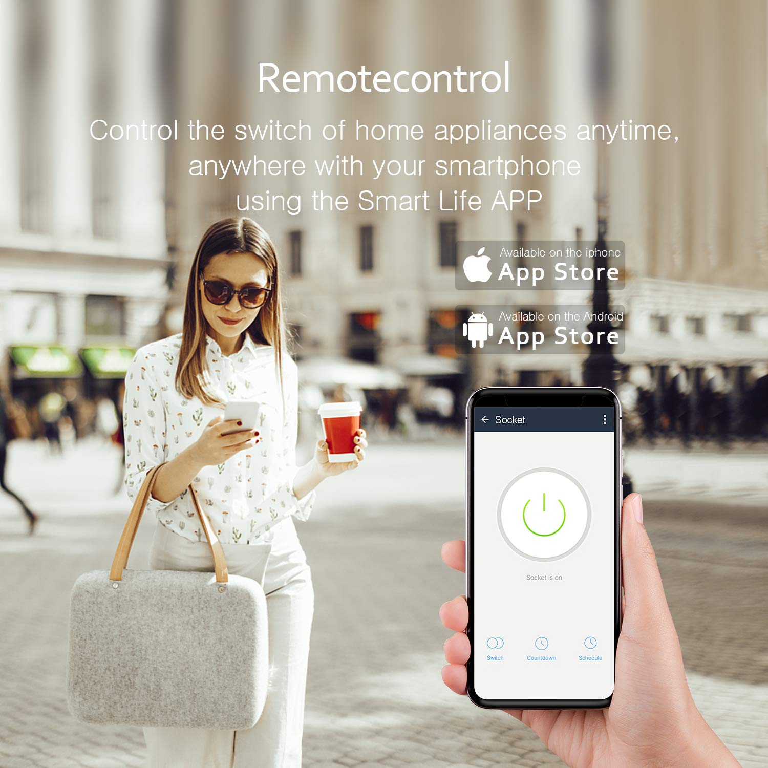 WLAN Steckdose, Smart Steckdose mit Verbrauchsanzeige Timer kompatibel mit iOS & Android, funktioniert mit Alexa/Google Home/IFTTT, Kein Hub erforderlich 10A-2300W