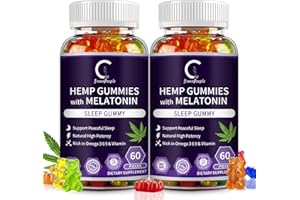 GPGP GREENPEOPLE Hemp Gummies for Sleep with Melatonin & Vitamin C, Support Relaxation & Peace, Calm Gummies for Adults, 100% Natural Hemp Oil, Vegan, Non-GMO, 60ct (Pack of 2)