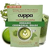 Cuppa Matcha with mushrooms, adaptogens & superfoods - Lion's Mane, Ashwagandha, Cordyceps, MCT, & Prebiotic Fiber to support natural energy, mental focus & gut health (30 Serving)
