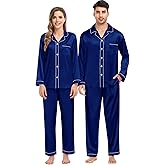 SWOMOG Family Matching Pajama Satin Pajamas Long Sleeve Sleepwear Button Down Loungewear 2 Pcs Pj Set