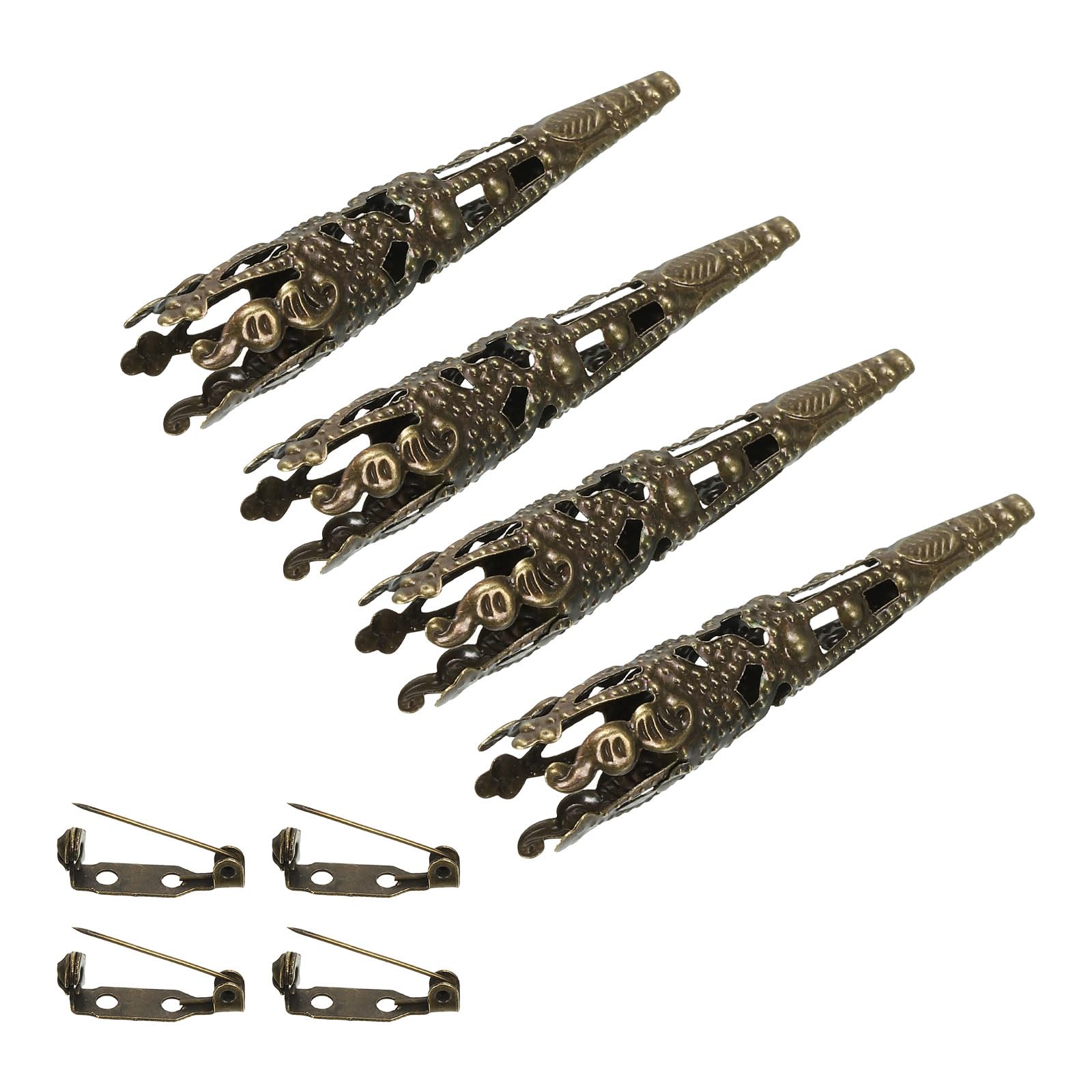 PATIKIL 41mm Corsage Decorative Holder, 4 Pcs Brooch Pin Vase Pocket Boutonnieres Holder with Bar Pins for Wedding Party DIY Crafts, Bronze