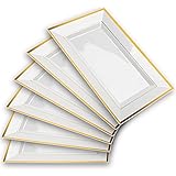 Mint Living - Elegant Plastic Serving Tray & Platter Set (6pk) - White & Gold Rim Disposable Serving Trays & Platters for Foo
