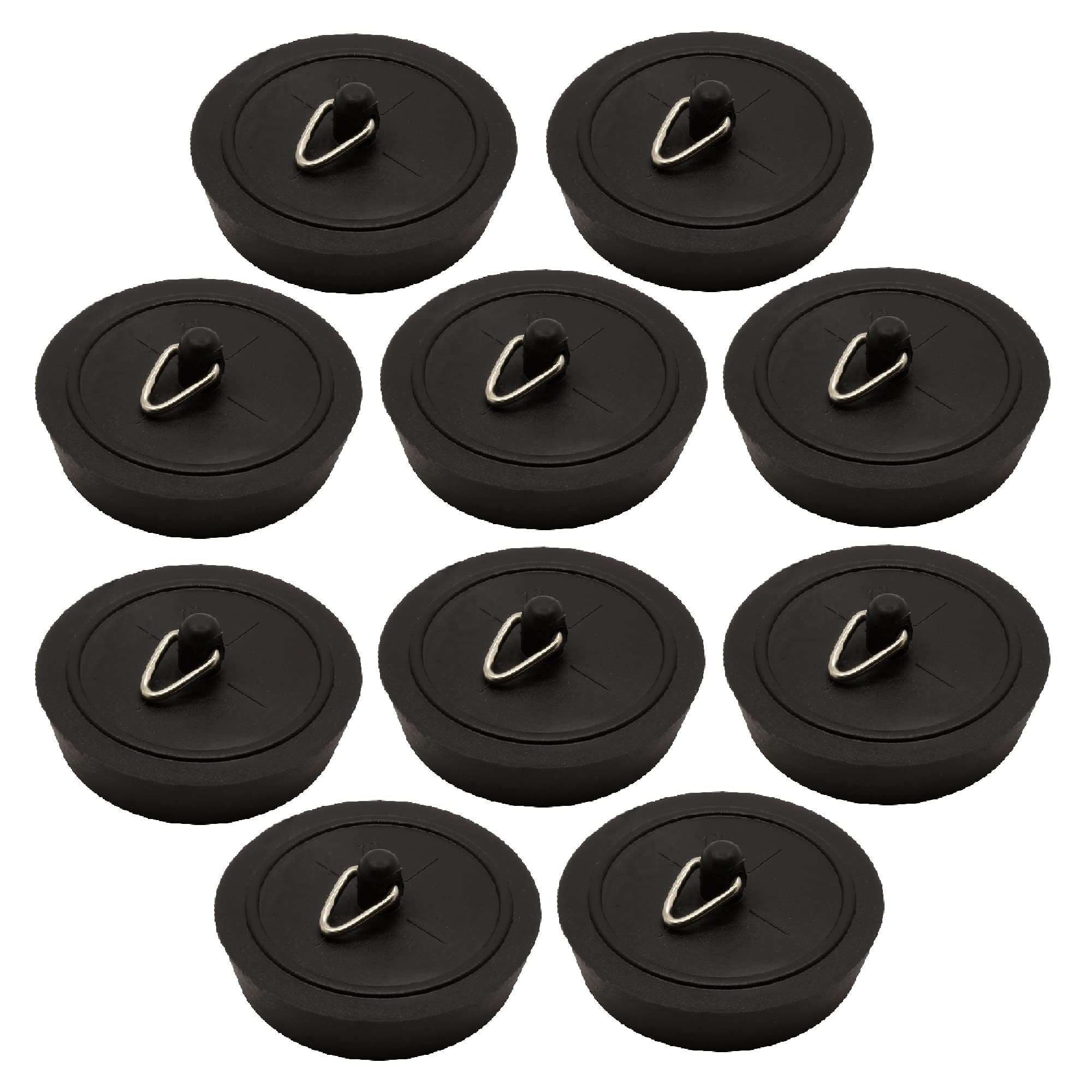 TERF Black Rubber Bath and Basin Plug 45mm (1.3/4 inch) For Kitchen Bathroom Bathtub Sink Plug Drain stopper 45mm - Pack of 10