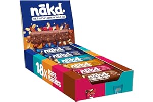 nākd. Raw fruit & nut bars - Variety pack - 100% natural ingredients - No added sugar - Vegan - Gluten free - 18 x 35g bars -