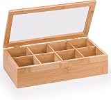 woodluv Tea Box 8 Section Tea Caddy with Clear Acrylic Lid</n> view 2