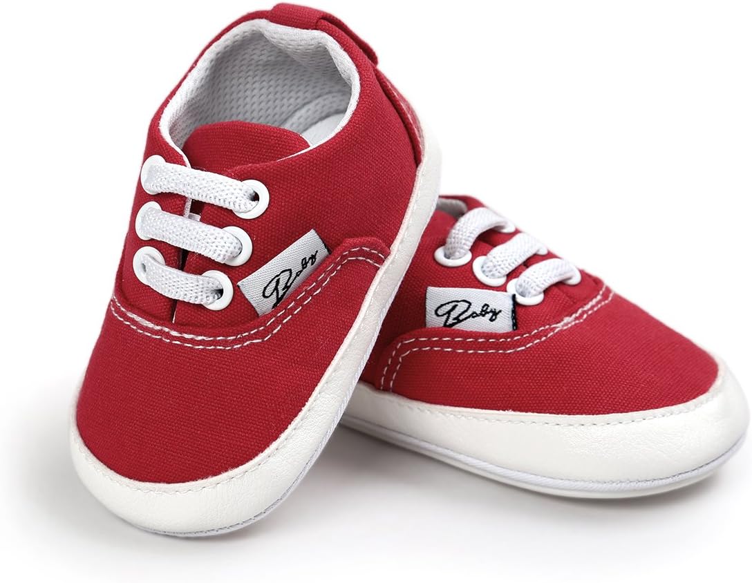 FAMI Baby Boys Girls Canvas Toddler Sneaker Anti-Slip First Walkers Candy Shoes 0-18 Months