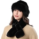 Hat and Scarf Set for Women, Faux Fur Hat Scarf Set Soft Thick War, Womens Winter Scarfs Hats Fuzzy Fluffy Plush Thick