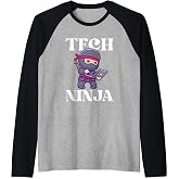 Funny Cute Technical Support Tech Ninja Computer IT Nerd Raglan Baseball Tee