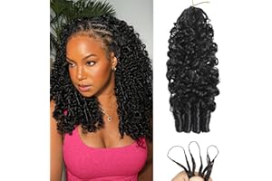 Beauty Queen Burmese Curly Crochet Human Hair 16inch 120g Knotless Pre-Separated Feather Human Crochet Hair Lightweight Reusable Remy Hair Extensions With Spiral Curl for Women Natural Black Color