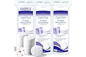 Premium Cotton Pads for Face, 300 Count Round Makeup Remover Pads, 100% Pure & Natural Organic Cotton Rounds, Lint-Free Facia