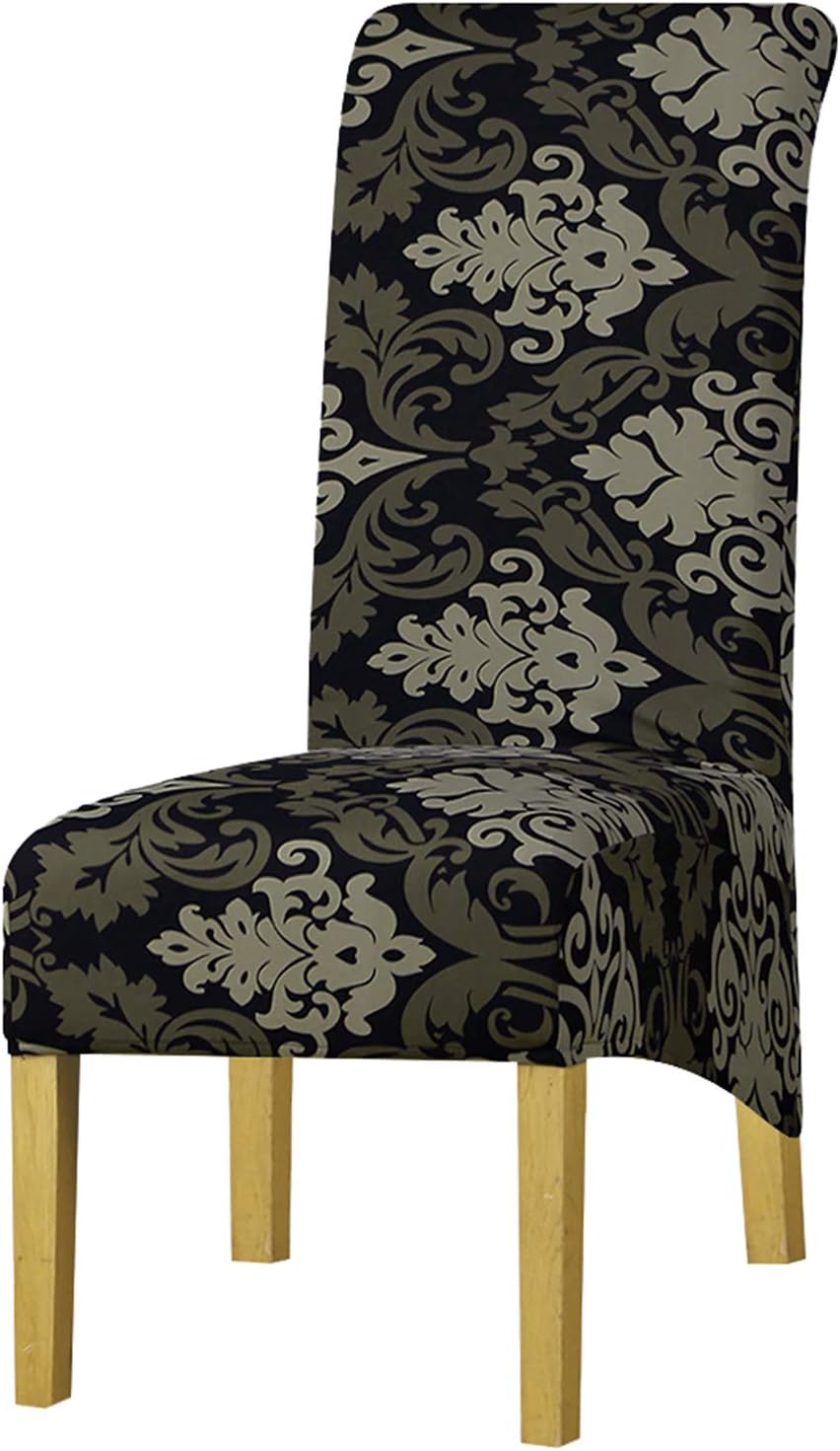 Leorate Large Size Dining Room Hotel Printing Fabric Stretch Chair Slipcover Color-828 Pack of 4