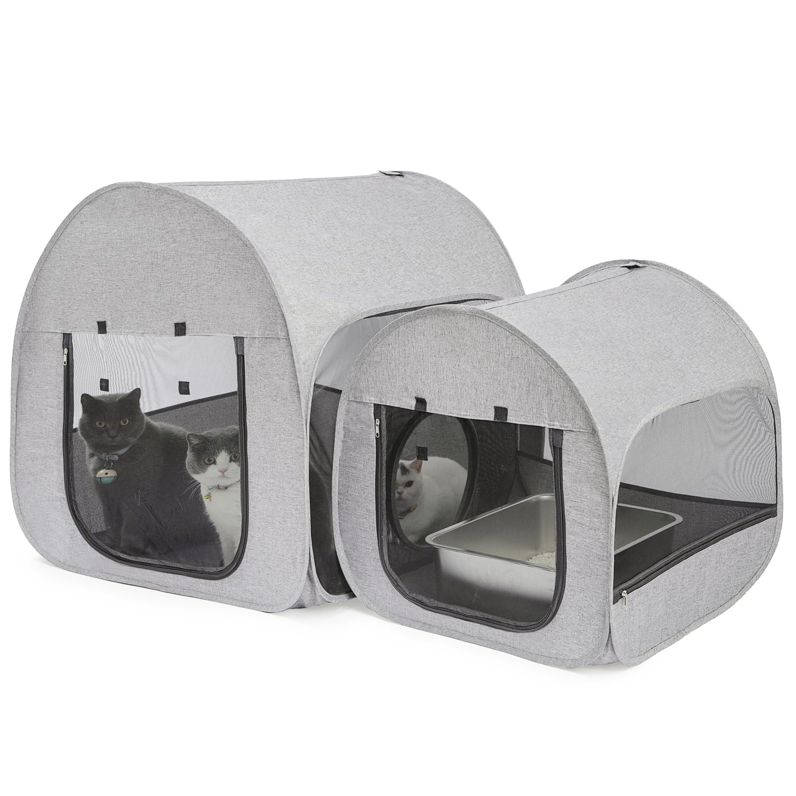 Photo 1 of LUCKITTY Portable Cat Playpen, Delivery Room, Enclosure, Postoperative Recovery, House Design for Better Standing, Foldable Pet Tent for Indoor and Outdoor Use, Cat Houses & Condos Light Gray