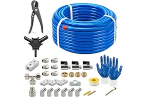 Compressed Air Line Kit 100FT×1/2 Inch, Blue Shop Air Line Kit for Garage Rapid Air System 1/2, HDPE-Aluminum Piping Leak-Pro