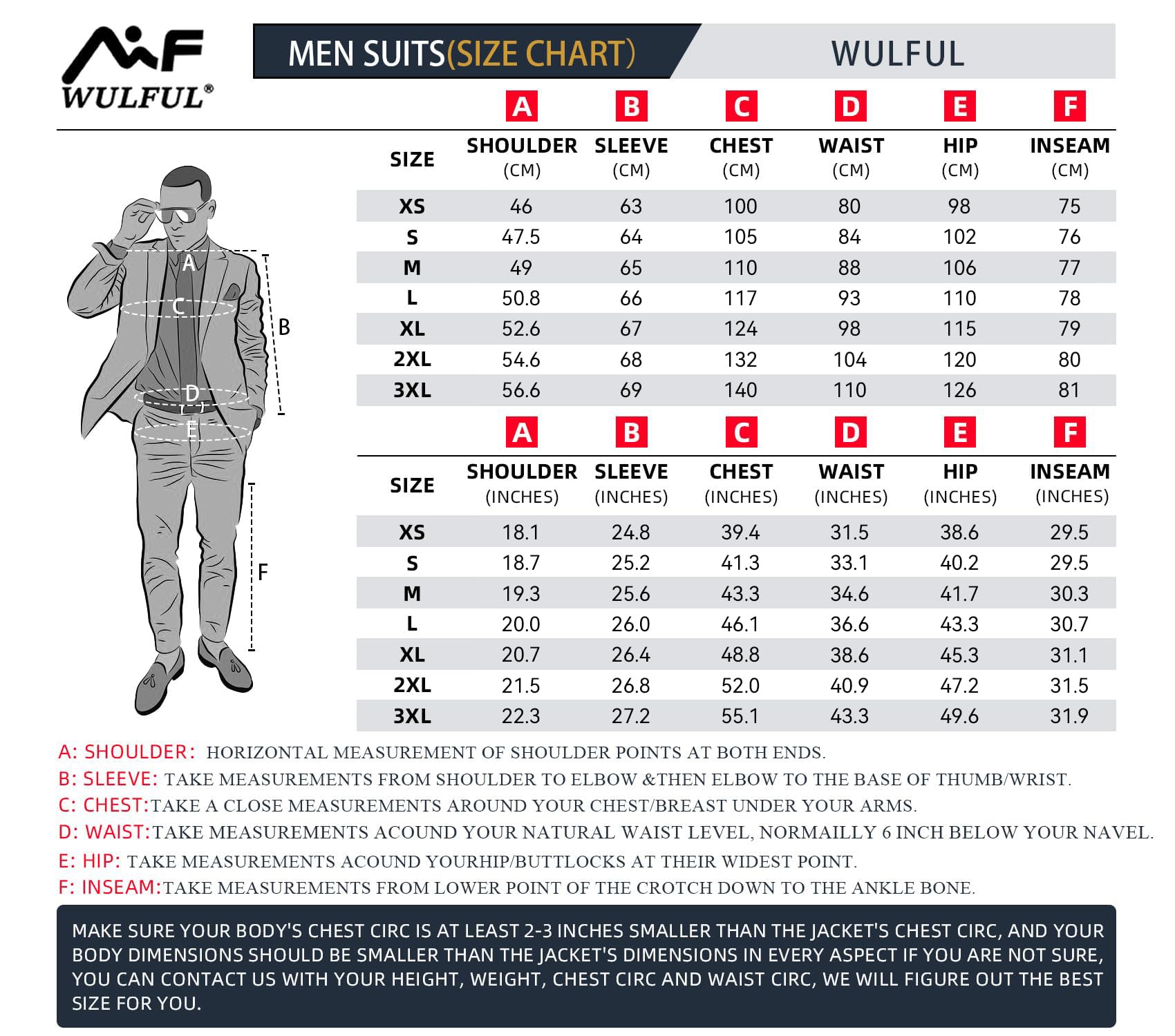 WULFUL Men’s Slim Fit Suit One Button 3-Piece Blazer Dress Business Wedding Party Jacket Vest & Pant