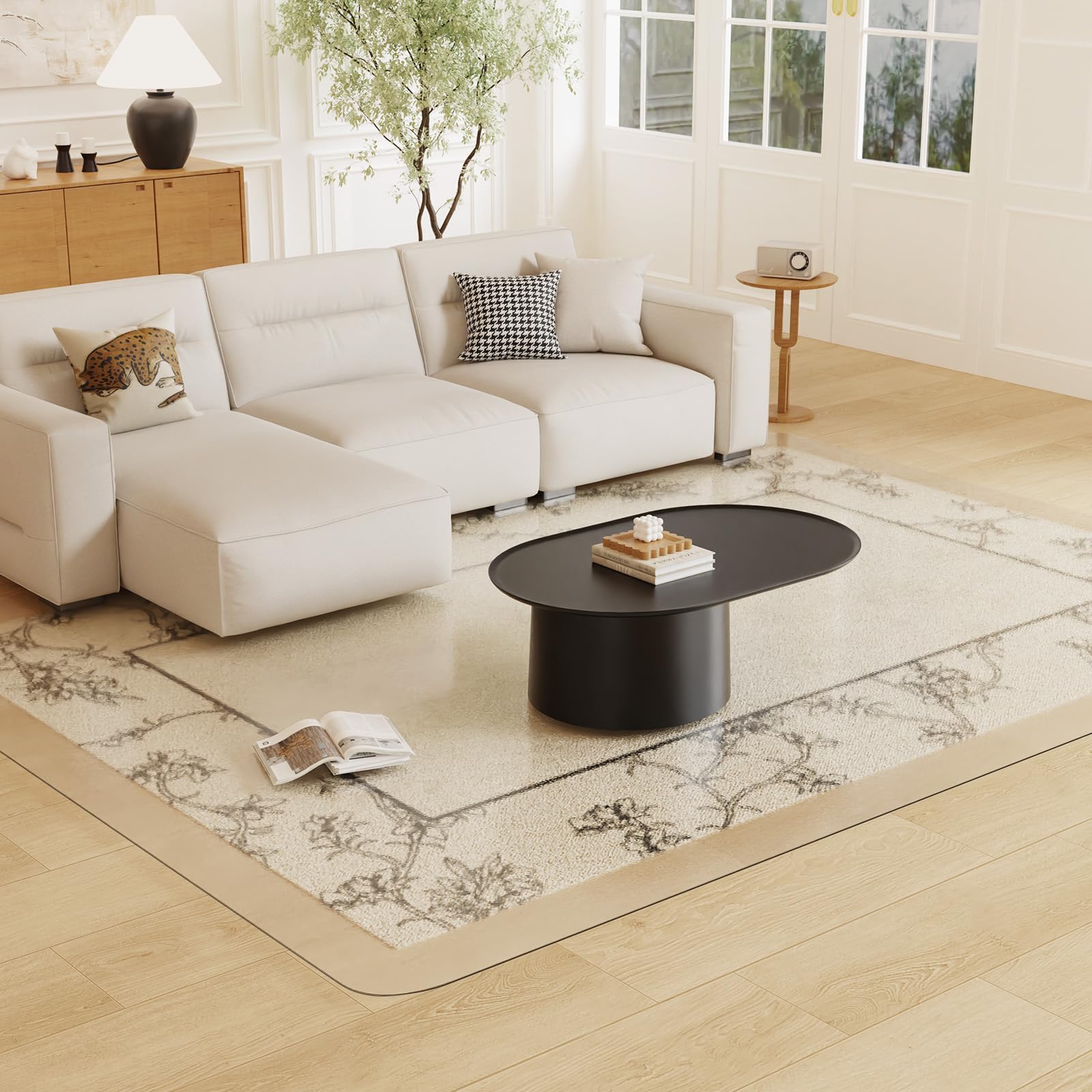 Photo 1 of Mymeely Floor Mat for Home, 8'x12' Upgraded Clear Area Rug for Dining Room, Non-Slip Hard Floor Living Room, PVC Waterproof Vinyl Floor Protector Mat, Large Plastic Under Bedroom, Kitchen, Table