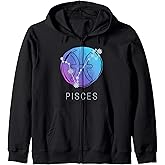 Pisces Zodiac Star Sign Watercolor Horoscope Constellation Zip Hoodie