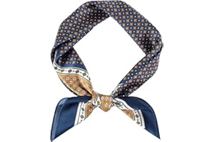 GERINLY Vintage Silk Feel Square Scarf for Men Satin Bandana Tiny Pattern Print Neckerchief Geometry Head Scarf Fashion