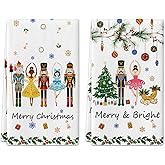 Nokqnup Christmas Nutcracker Hand Towels Set of 2 Red Merry Christmas Ballet Kitchen Dish Towels Xmas Decorative Bathroom Towels Winter Holiday Soft Face Towel for Home Kitchen Yoga Gym