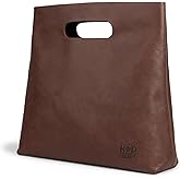 Hide & Drink, Minimalist Handbag for Women, Tote Bag, Rustic Purse, Full Grain Leather and Sheepskin, Handmade