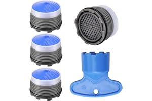 MOILINJAEY 4PCS Faucet Cache Aerator and 1PCS Cache Faucet Aerator Key, 18.5mm Water Saving Flow Restrictor Set Replacement Parts for Kitchen High Speed ​​Aerator Bathroom Sink Aerator (1.5GPM)