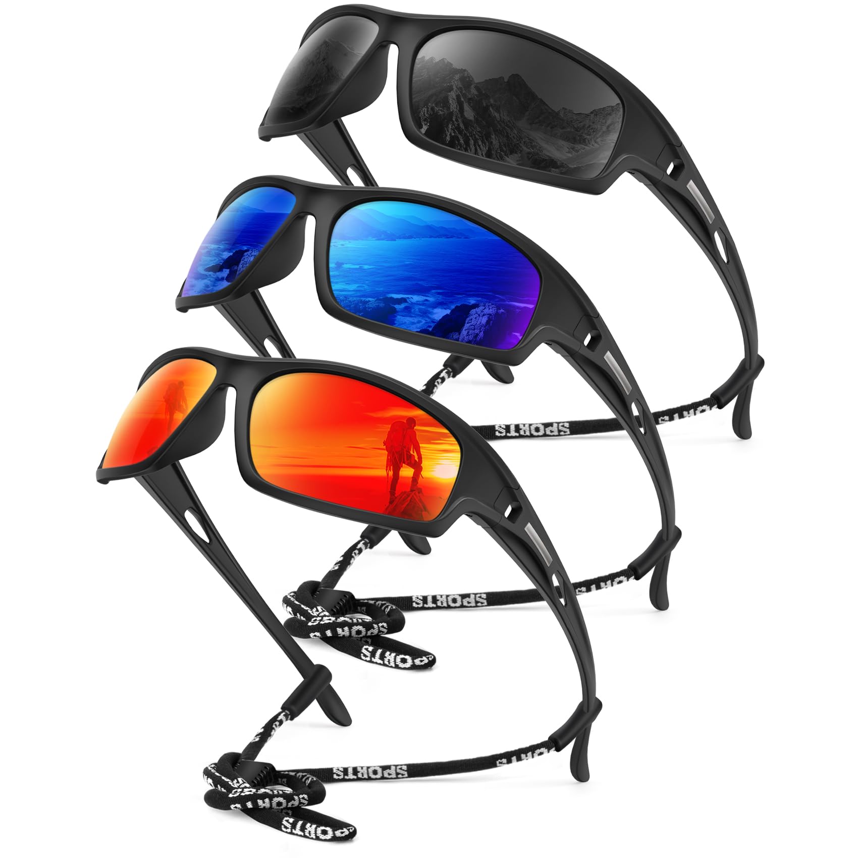 Photo 1 of KALIYADI Polarized Sunglasses-Men Sports Sun-Glasses: Mens Sunglasses UV400 Protection for Running Fishing Golf