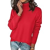 Zeagoo Women's Turtleneck Sweater Long Sleeve Spilt Hem Casual Knit Pullover Chunky Fall Winter Jumper Top 2026