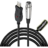 USB Microphone Cable, NewBEP 3 Pin USB Male to XLR Female Mic Link Converter Cable Studio Audio Cable Connector Cords Adapter for Microphones or Recording Karaoke Sing,3M(USB Microphone Cable)