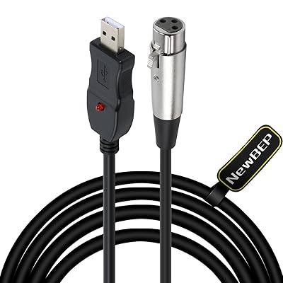 USB Microphone Cable, NewBEP 3 Pin USB Male to XLR Female Mic Link Converter Cable Studio Audio Cable Connector Cords Adapter for Microphones or Recording Karaoke Sing,3M(USB Microphone Cable)