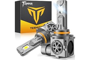 Termitor 9005/HB3 大灯灯泡,80,000LM 6500K 冷白色 12 倍亮,真正的 1:1 尺寸,IP68 防水,快速即插即用安装,99% 车辆兼容性,一包 2 | 1:1 Halogen Size, 6500K Cool Whi