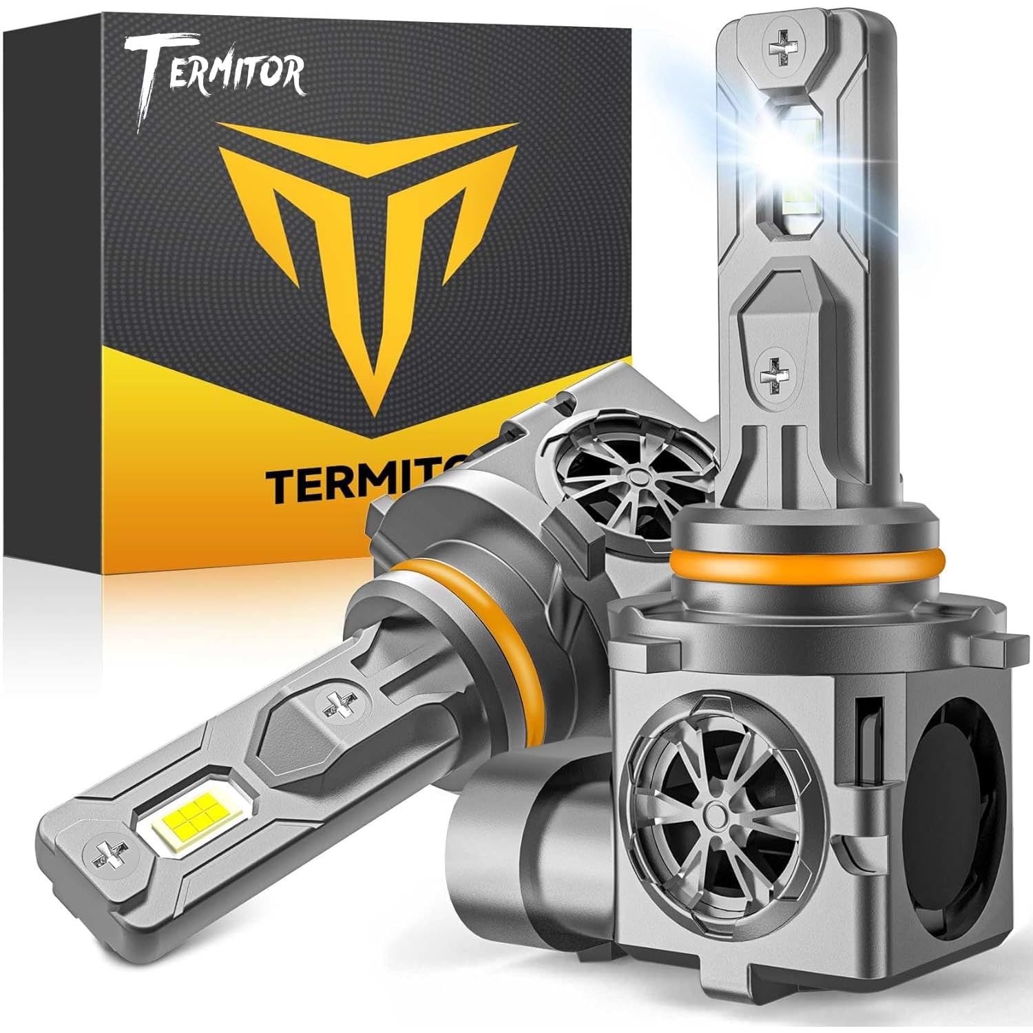 Termitor 9005/HB3 Exterior Light Bulbs, 80,000LM 6500K Cool White 12X Brighter, True 1:1 Size, IP68 Waterproof, Quick Plug & Play Installation, 99% Vehicle Compatibility, Pack of 2 Image