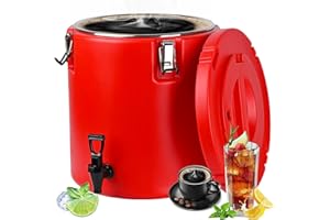 Carivia 8 Gal Insulated Beverage Dispenser, Commercial Cold & Hot Drink Dispenser with 304 Stainless Steel Interior and Spout, Portable Water Jug for Camping, Party, Commercial Catering