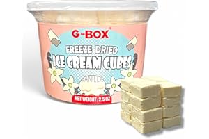 G-BOX Freeze Dried Ice Cream Cubes, Vanilla Flavor, 2.5 oz| Freeze Dried Camping Food, NASA Space Dessert, Halloween Candy, Perfect for Camping, Outdoor, Party (2.5 OZ, Vanilla)