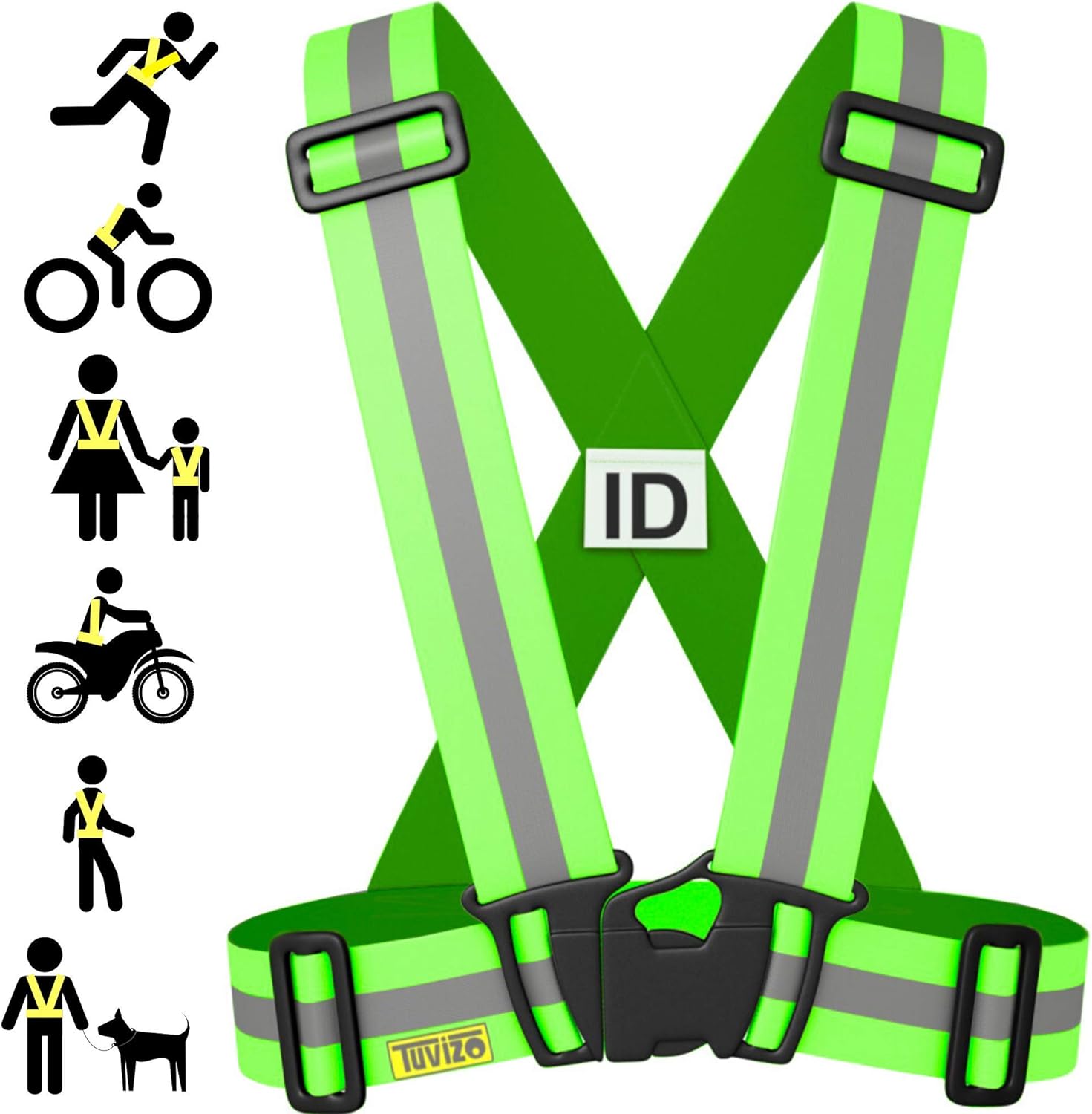 Tuvizo Reflective Vest for Running or Cycling - Comfortable Reflective Gear for High Visibility and Safety : Sports & Outdoors