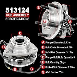 Pair 513124 Front Wheel Bearing Hub Assembly