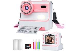 FOHOA Kids Camera Instant Print for Girls Boys Age 3-12 Kids Toys, 1080P Kids Digital Cameras Christmas Birthday Gifts for 4 5 6 7 8 9 10 Year Old Girls, Toddler Camera Girls Toys with 32GB Card